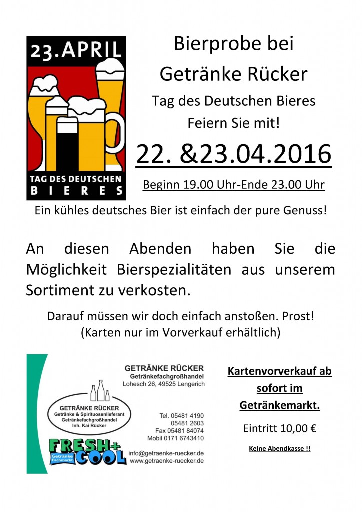 Bierprobe am 22. & 23. April 2016